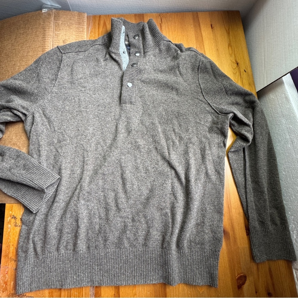 Banana Republic brown quarter button pullover sweater wool XL